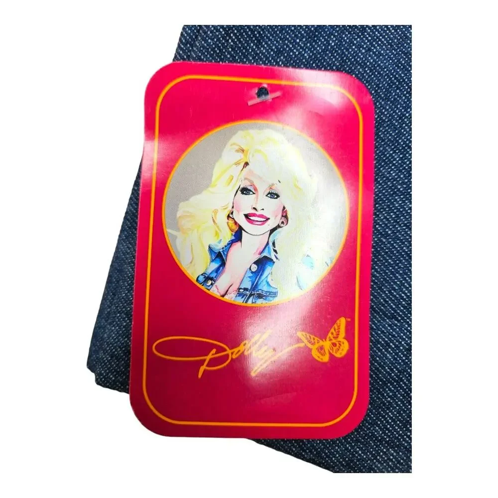 NEW Dolly Parton Embroidered Floral Butterfly Blue Denim Kitchen Towels(Set of 2